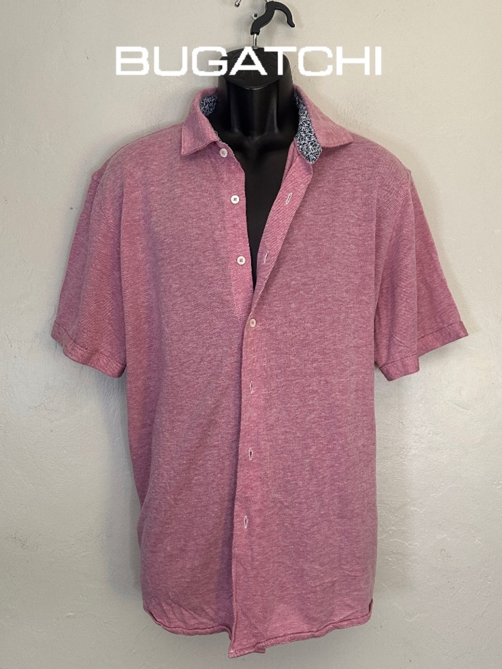 Bugatchi Stretch Linen Blend Short Sleeve Shirt XL Gently worn 85% cotton
